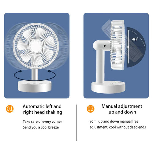 3600mAh USB Desk Fan 4 Speed Adjustable Desktop Table Fan with Strong Wind Quiet Portable Kipas USB Oscillating Fan