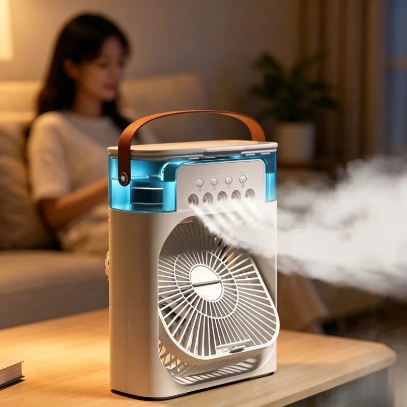 New 3 in 1 Portable Air Cooler, Mini Air Conditioner Fan with Humidifier & LED Night Light for Home Office