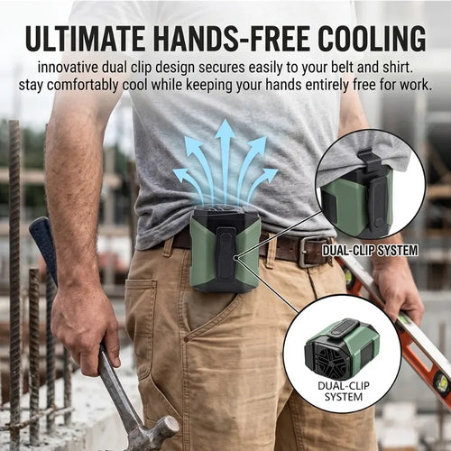 10000mAh Portable Waist Fan LED Lighting Hanging Neck Fan with Power Bank 5 Speed Strong Airflow Cooling Fan for Outdoor Working